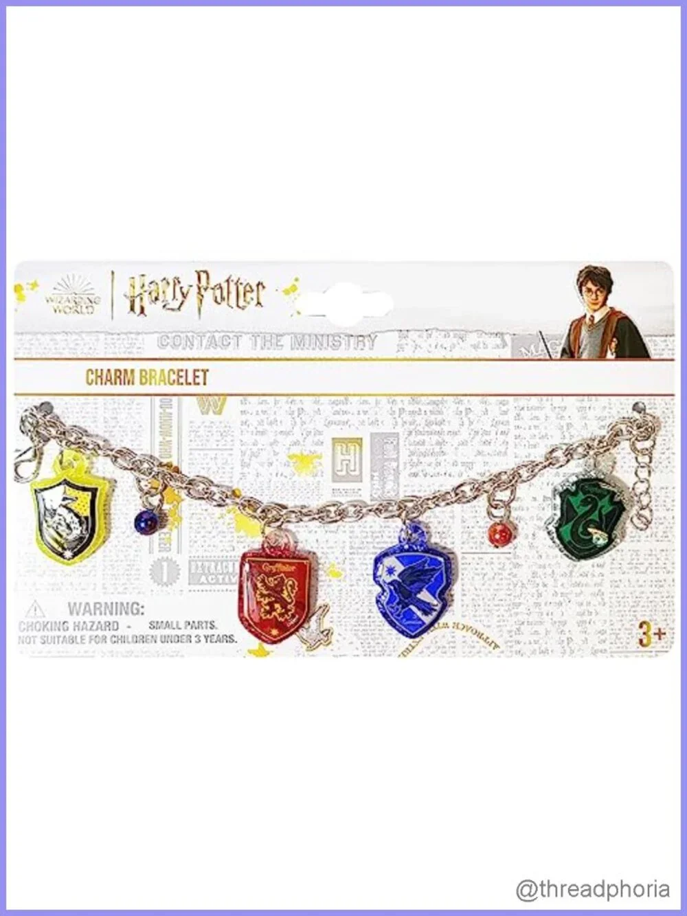 Harry Potter Charm Bracelet for Girls and Boys, Plastic Chain, 7 Inch, 4 Charms
